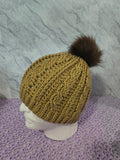 Crochet Cables Beanie – Light Taupe with Removable Pompom