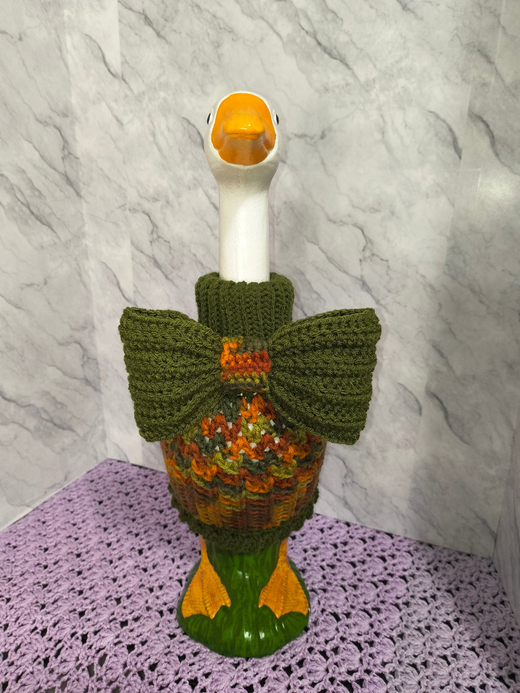 19.6–21" Porch Goose Turtleneck Sweater and Bow Set – Autumn Colors