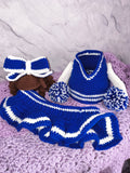 19.6-21" Porch Goose Blue & White Cheerleader Outfit and Wig Set