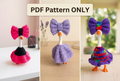 Three 7-inch desk goose dress patterns side by side with PDF Pattern ONLY label